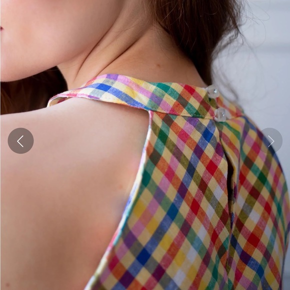 NWT Eva Franco Anthropologie Multicolor Plaid Top 8 - Picture 4 of 12